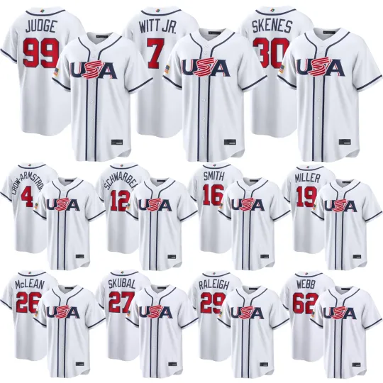 Discover NWT Men's/Youth USA Baseball White 2026 World Baseball Player Stitched Jersey