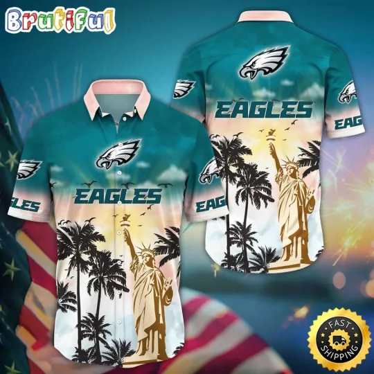 Philadelphia Eagles Statue Of Liberty Hawaiian Shirt, Gift For football Fans