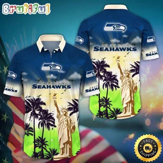 Seattle Seahawks Statue Of Liberty Hawaiian Shirt, Gift For football Fans