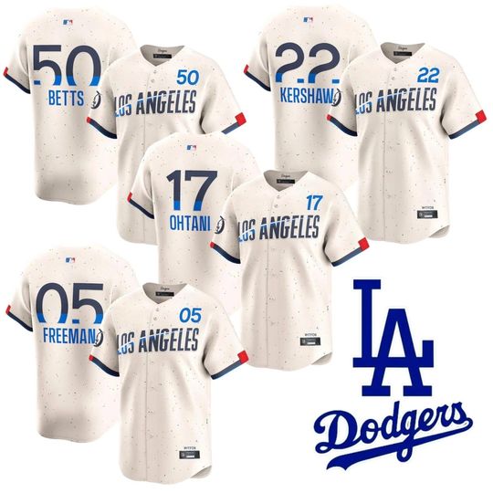 Discover Personalized Dodgers Beige Jersey, Custom Name Number, Embroidered Gift