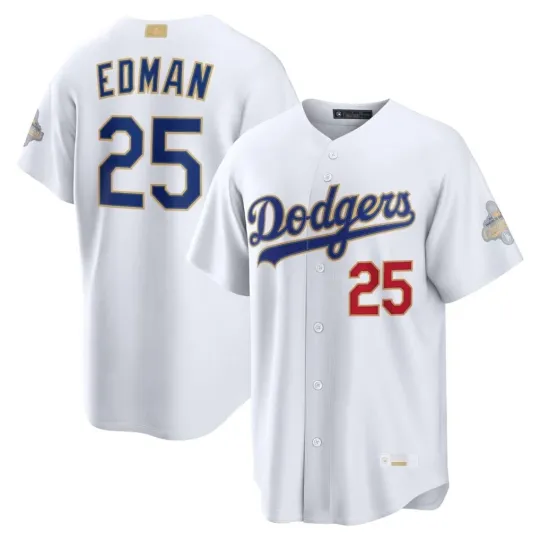 Discover NWT Men's Dodgers Tommy Edman White 2026 Gold Collection Stadium Stitched Jersey
