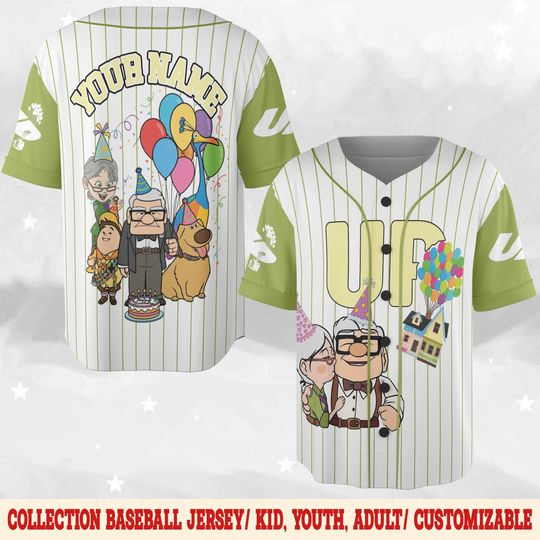 Disney Up Movie Baseball Jersey, Disney Carl And Ellie Shirt, Pixar Up Characters Baseball Jersey, Disney Family birthday Shirt