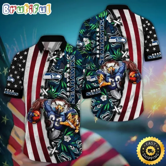 Seattle Seahawks Mascot Aloha Summer Hawaiian Shirt, Gift For football Fans