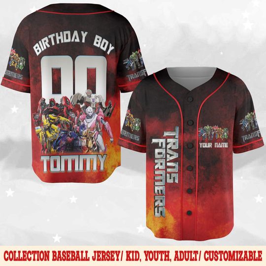 Discover Custom Transformers One Baseball Jersey, Autobots Birthday Jersey Shirt, Transformers Baseball Jersey, Optimus Shirt, Bumblebee Fan