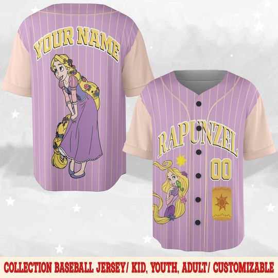 Discover Custom Disney Tangled Rapunzel Baseball Jersey, Disney Princess Jersey Shirt,Disney Baseball Shirt, Magic Kingdom Shirt, Disneyland