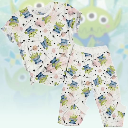 Discover Green Alien Shirt & Pants PJs, Toy Story Matching Pajamas, Disney Galaxy Pyjama Set, Family Sleepwear, Gift for Toy Fans