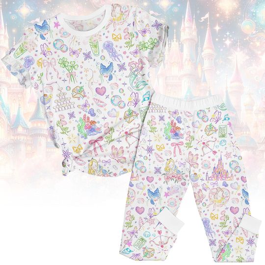 Discover Fantasy Castle Shirt & Pants PJs, Princess Matching Pajamas, Enchanted Pyjama Set, Women Sleepwear, Magical Gift