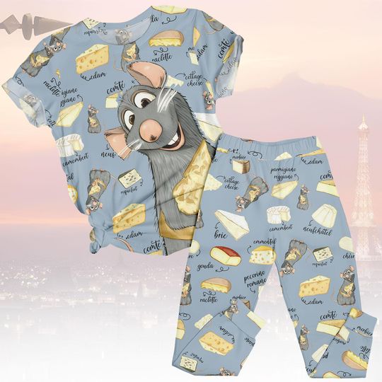 Discover Disney Ratatouille Tee & Pants PJs, Linguini Matching Pajamas Set, Chef Rat T-Shirt Pyjama, Family Sleepwear, Gift for Kids