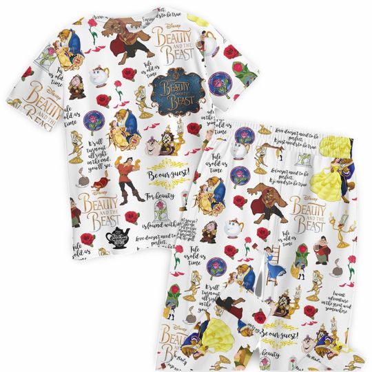 Discover Beauty And Beast Tshirt And Pants Pajamas Set, Disney Tale as Old as Time Shirt, Disney Holiday Pajamas, Beauty Belle Princess Tshirt