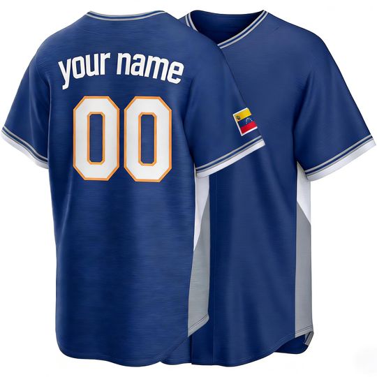 Discover Venezuela  Baseball  #00 Pick-A-Player  Men's And Youth Royal  2026 World Baseball Customized Jersey