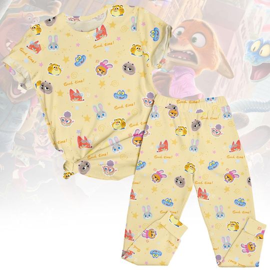 Discover Zootopia Tee & Pants Pyjama, Disney Matching Pajamas Set, Cute Judy Nick T-Shirt Pajama, Disney Trip Sleepwear, Kids PJm, Gift For Kids
