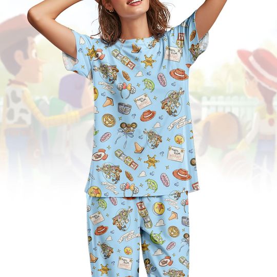 Discover Toy Story Shirt & Pants PJs, Woody Buzz Matching Pajamas, Alien Pyjama Set, Women Sleepwear, Gift for Pixar Fans