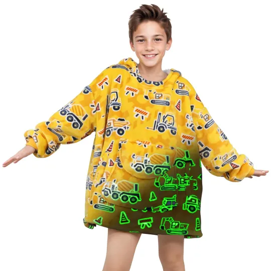 Discover Excavator Glow in The Dark Blanket Hoodie