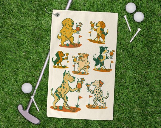 Discover Retro Dog Golf Towel, Funny Golfing Gift