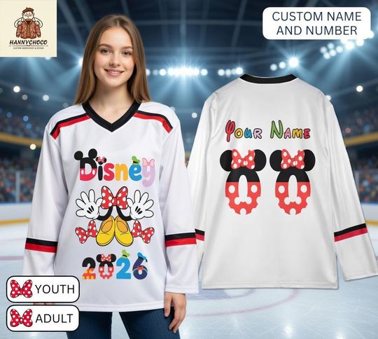 Discover Custom Mickey Mouse Hockey Jersey, Personalized Name Number Disney Shirt