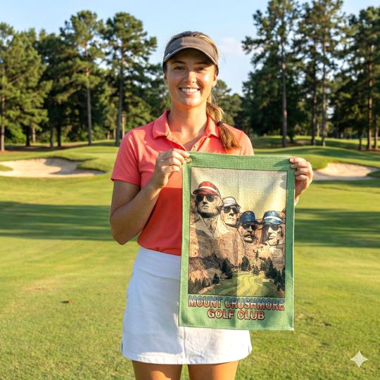 Mt. Crushmore Funny Golf Towel, Gift for Golfer, Golf Accessories