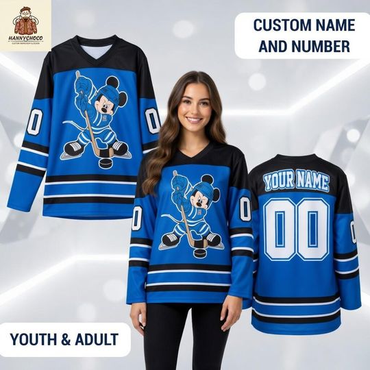 Discover Custom Mickey Mouse Hockey Jersey, Personalized Name Number Disney Shirt