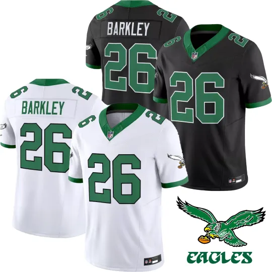 Discover Men's Eagless #26 Saquon Barkley Black/White Game Limited Printed Jersey AllSize
