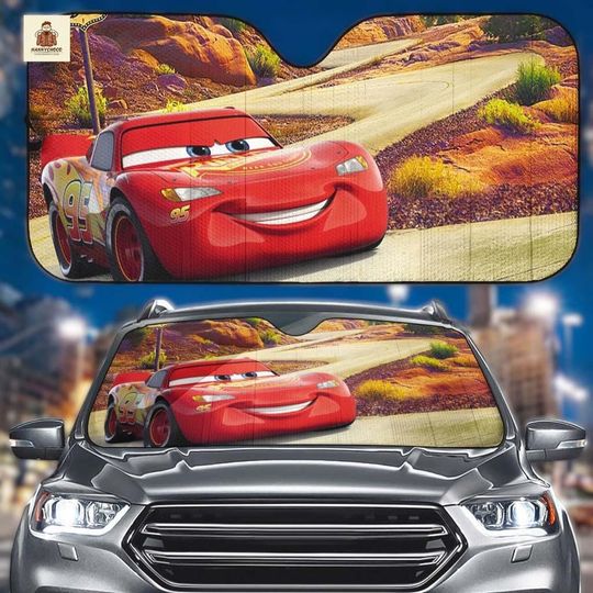 Discover Lightning McQueen Car Sun Shade, Disney Cars Windshield Sunshade, Funny Kachow Movie Auto Front Window Cover, Pixar Inspired Car Decor Gift