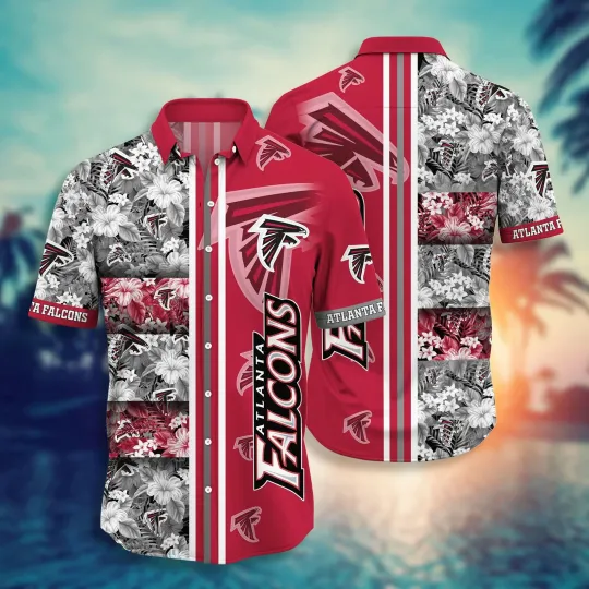 Atlanta Falcons Classic Floral Stripe Hawaiian, Gift For Fans, Gift For Friends
