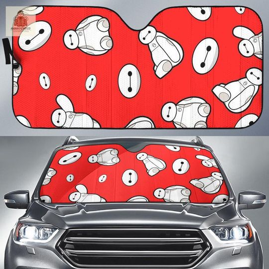 Baymax Car Windshield Sunshade, Cute Robot Cartoon Foldable Sun Shade, Big Hero Inspired Auto Interior Accessory, Summer Heat Blocker