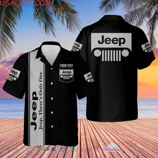 Discover Jeep Black Grey Custom Name Hawaiian Shirt