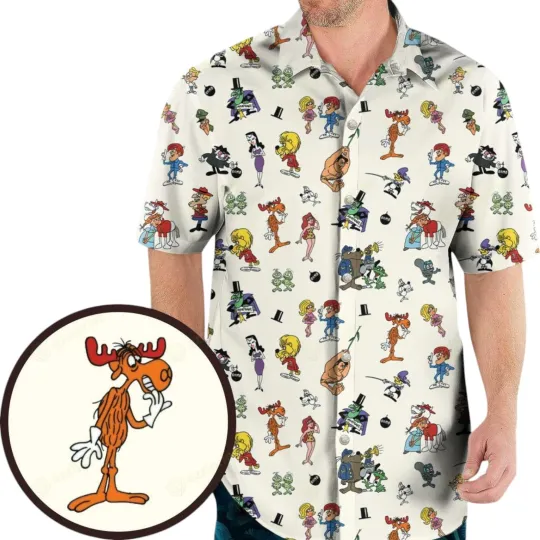 Rocky and Bullwinkle Hawaiian Shirt for Men and Women