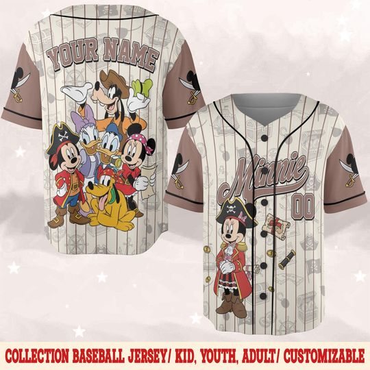 Discover Custom Disney Pirates of Caribbean Baseball Jersey, Disney Minnie Kid Adult Jersey, Gift For Baseball Fan Disney Matching