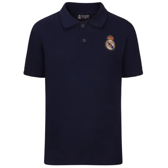 Discover Real Madrid Official Soccer Gift Boys Crest Polo Shirt