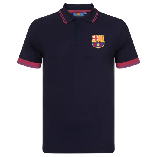 FC Barcelona Official Football Soccer Gift Mens Crest Polo Shirt Navy Blue