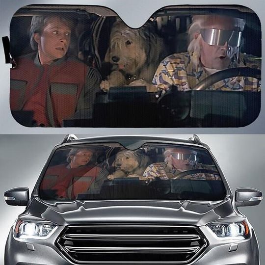Discover Back To The Future Car SunShade, Marty McFly And Emmett Brown Car Sun Shade, Vintage Movie Car Windshield, Funny Car Accessories