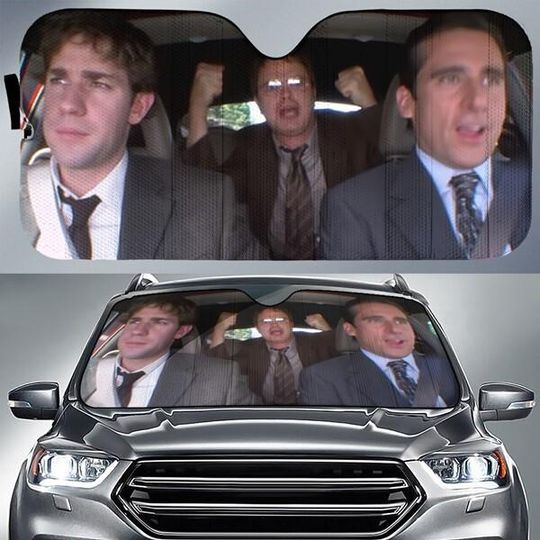 Discover The Office Michael Jim Dwight Car Auto Sunshade, The Office Car Scene Car Windshield, Funny The Office Meme Car Accessory Car Decoration