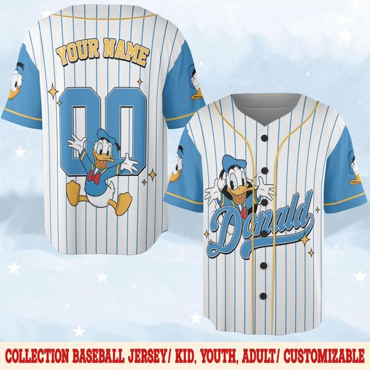 Discover Custom Disney Donald Duck Baseball Jersey, Birthday Boy Shirt, Disney Donald Duck Jersey, Disneyland Team Matching Outfit