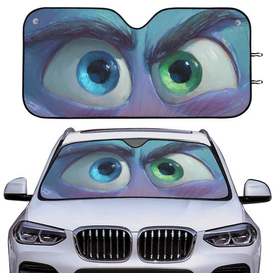 Discover Cartoon Eyes Car Sun Shade, Monster Front Windshield Coverings Blocker Auto Protector Window Visor Screen Cover Shield Men Women SUV Truck
