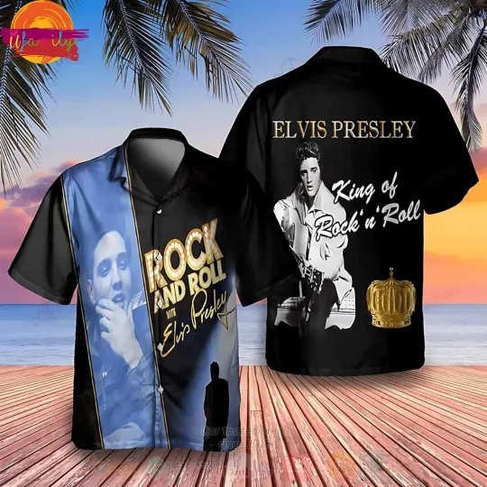 Discover Elvis Presley King Of Rock And Roll Album Hawaiian Shirt Style