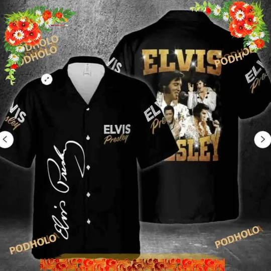 Elvis Presley Hawaiian Shirt Men’s Beach Casual Music Lover Gift
