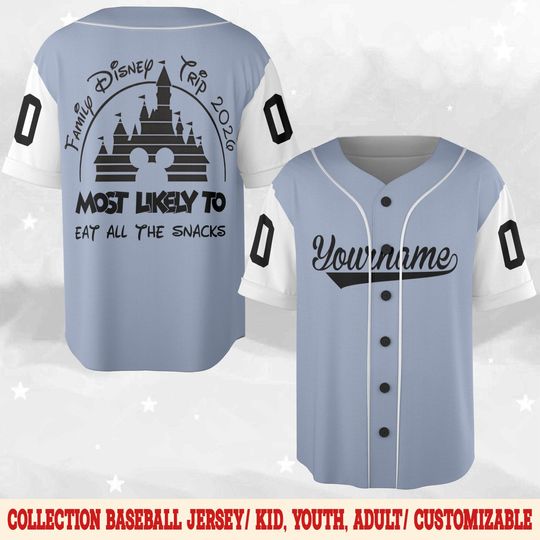 Discover Custom Disney Baseball Jersey | Personalized Team Shirt for Disneyland or Disneyworld Trip Outfit D3DP22