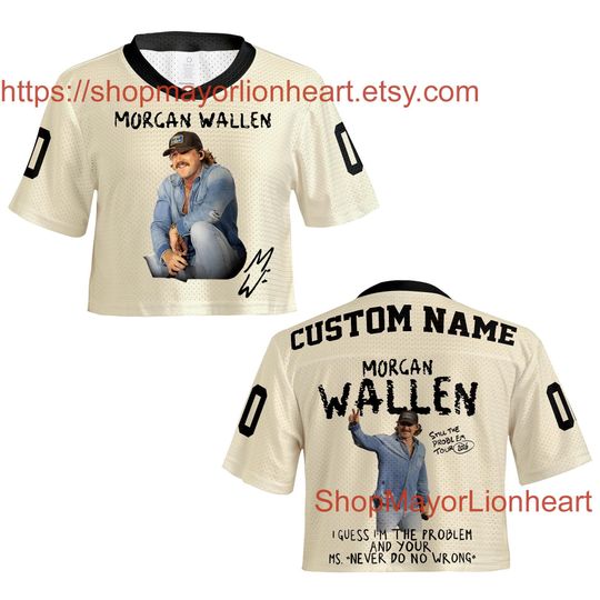Discover Wallen Western 2026 Tour Crop Top Football Mesh Jersey - Country Music Fan Merch