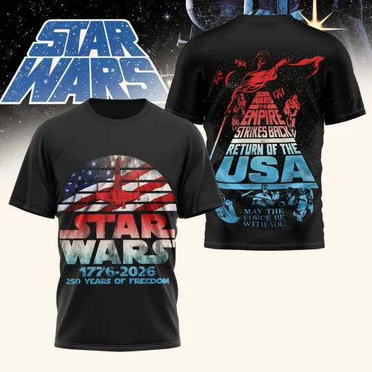 Star Wars 250 Years Of Freedom T-Shirt 1776-2026 USA Independence Day Tee S-4XL