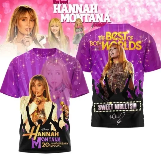 Discover Miley Cyrus Hannah Montana T-Shirt 20th Anniversary Concert Merch Fan Gift Tee