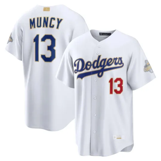 Discover Men's Dodgers Max Muncy White 2026 Gold Collection Limited Stitched Jersey