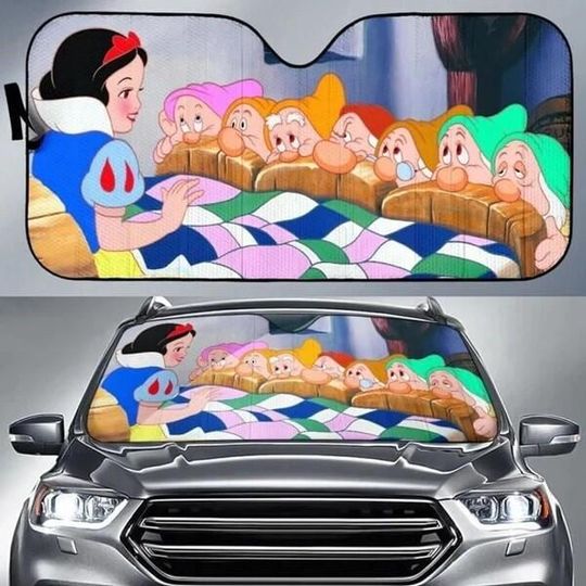 Discover Snow White And The Seven Dwarfs Driving Car Sun Shade, Snow White Grumpy Sunshade, Disneyland Princesss Car Accessory, DisneyFamily SunShade