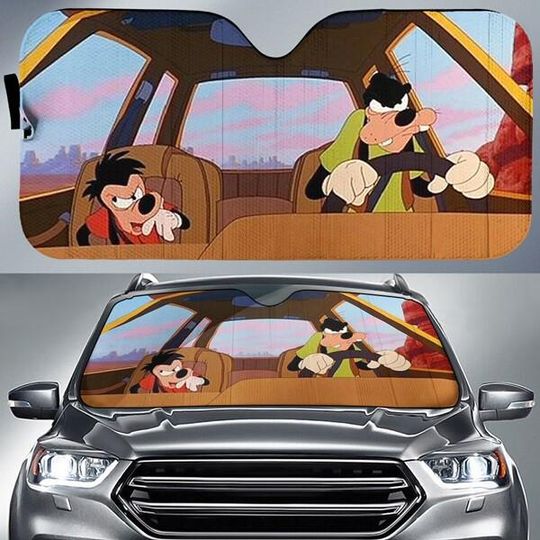 A Goofy Movie Goof And Goofy Car Sunshade, On The Open Road 6 Car Sun Shade, Disneyland Goofy Car Windshield, Disneytrip Car Accessories