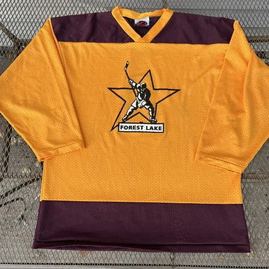 Vintage Forest Lake Rangers High School Mesh Hockey Jersey #8 Minnesota