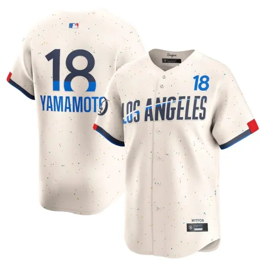 Men's Dodgerss #18 Yoshinobu Yamamoto 2024 City Connect Limited Printed Jersey