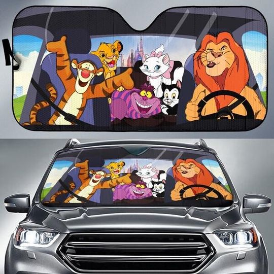 Discover Disneyland Cats Character Car Sunshade, Lion King Tigger Marie Cat Car Auto Shade, Disneyland Animal Kingdom Car Accessories, Auto Sunshade