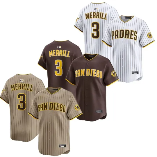 Discover Men's San Diego Padress #3 Jackson Merrill Limited Player Printed Jersey