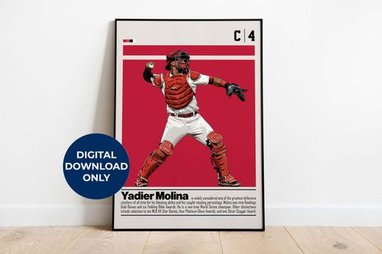 Discover Yadier Molina Digital Poster for Sports Fan Wall Art for Baseball Fans Modern Sports Decor for Bedroom & Office Digital Wall Art