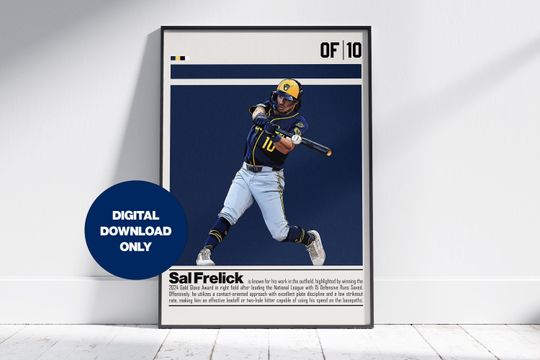 Discover Sal Frelick Digital Poster for Sports Fan Wall Art for Baseball Fans Modern Sports Decor for Bedroom & Office Digital Wall Art
