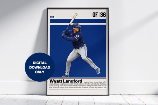 Discover Wyatt Langford Digital Poster for Sports Fan Wall Art for Baseball Fans Modern Sports Decor for Bedroom & Office Digital Wall Art